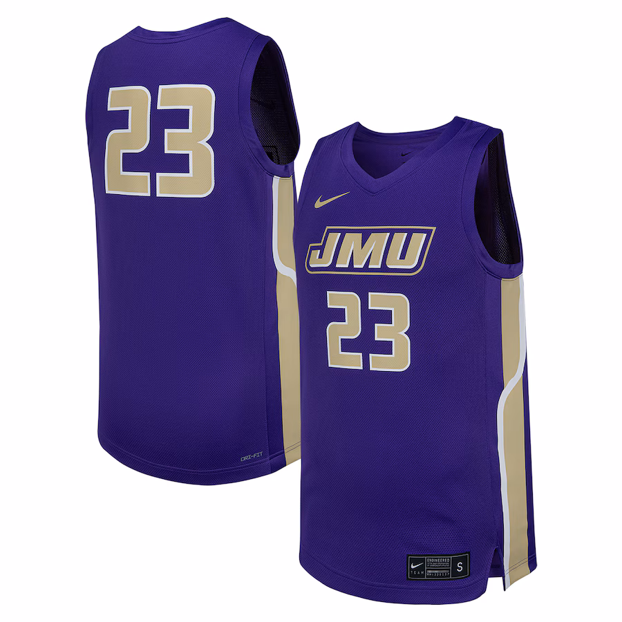 Men's Nike #23 Purple James Madison Dukes Replica Basketball Jersey - Puhuasuan