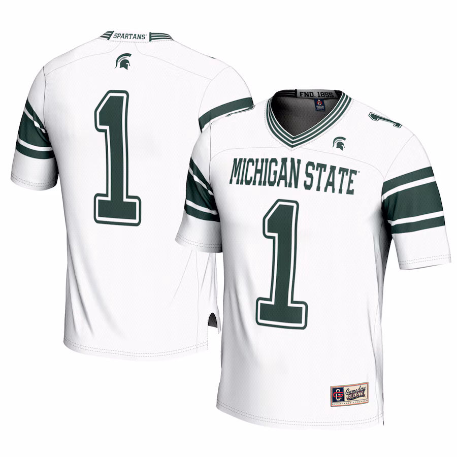 Men's GameDay Greats #1 White Michigan State Spartans Football Jersey - Puhuasuan