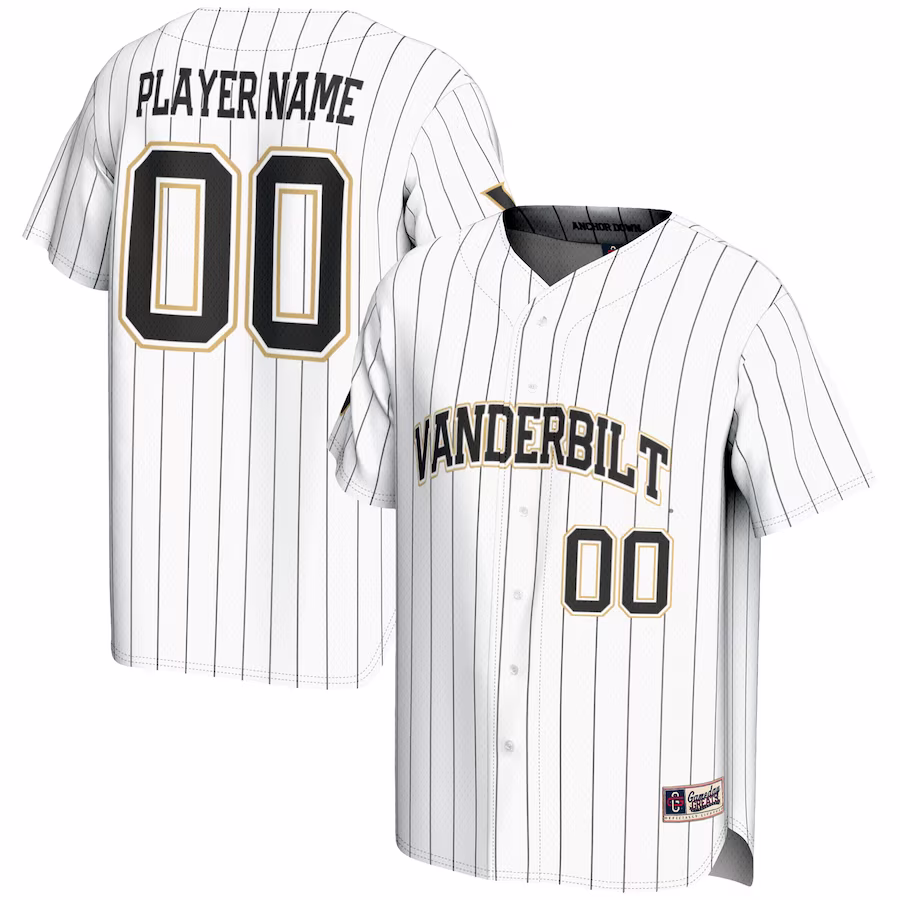 Vanderbilt Commodores GameDay Greats Youth NIL Pick-A-Player Lightweight Baseball Jersey - White - Puhuasuan