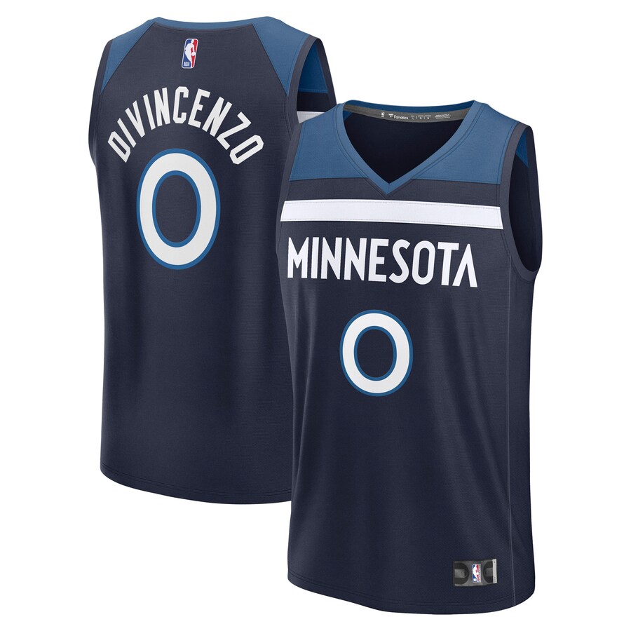 Men's Minnesota Timberwolves Donte DiVincenzo Fanatics Navy Fast Break Replica Player Jersey - Icon Edition - Puhuasuan