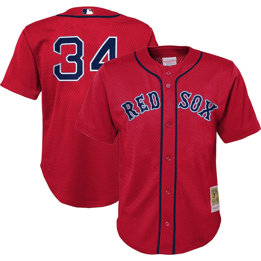 Preschool Boston Red Sox David Ortiz Mitchell & Ness Red Cooperstown Collection Mesh Batting Practice Jersey - Puhuasuan