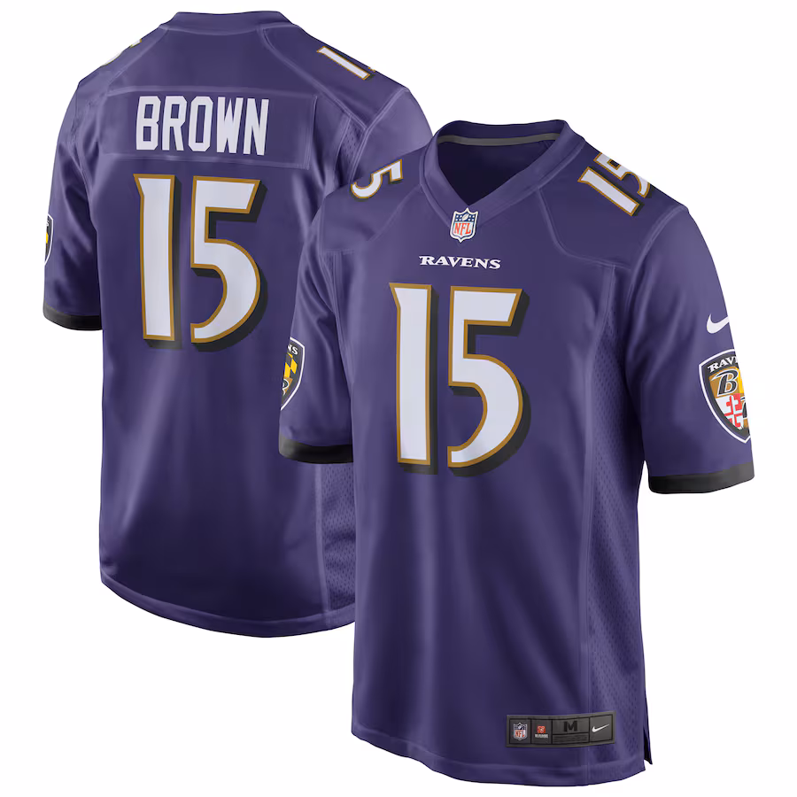 Men's Baltimore Ravens Marquise Brown Nike Purple Home Game Jersey - Puhuasuan
