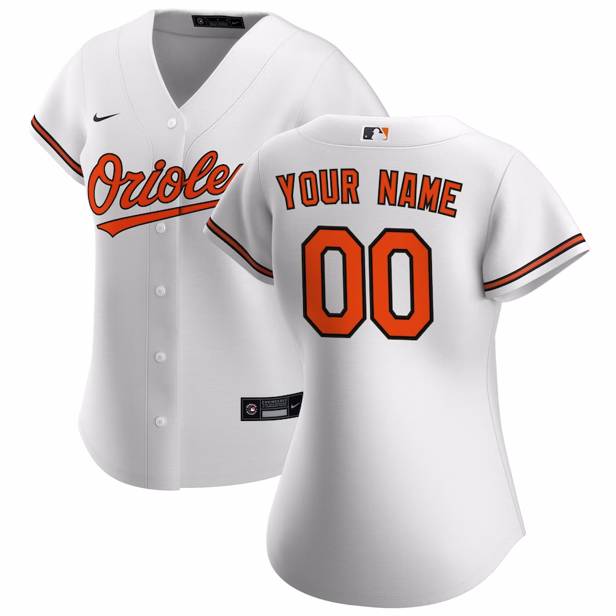 Women's Baltimore Orioles Nike White Home Replica Custom Jersey - Puhuasuan