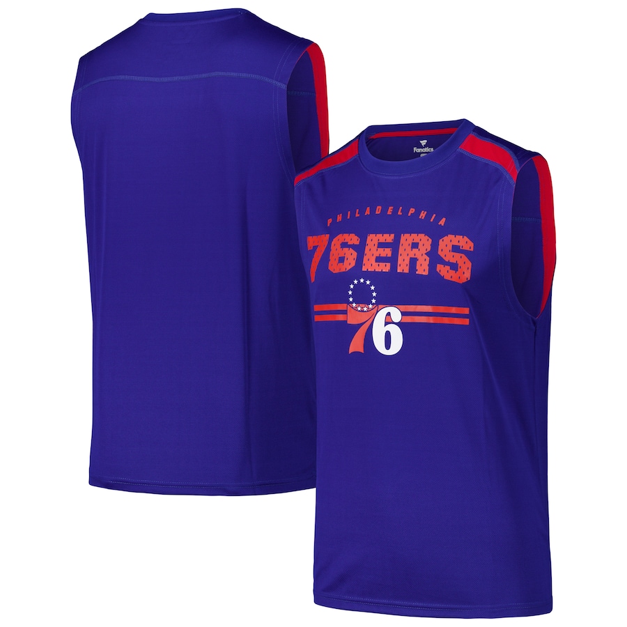 Men's Philadelphia 76ers Fanatics Royal Birdseye Muscle Tank Top - Puhuasuan