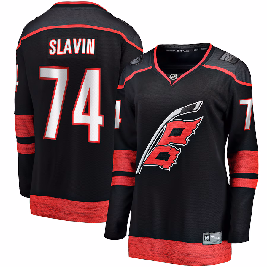 Women's Carolina Hurricanes Jaccob Slavin Fanatics Black Home Breakaway Player Jersey - Puhuasuan
