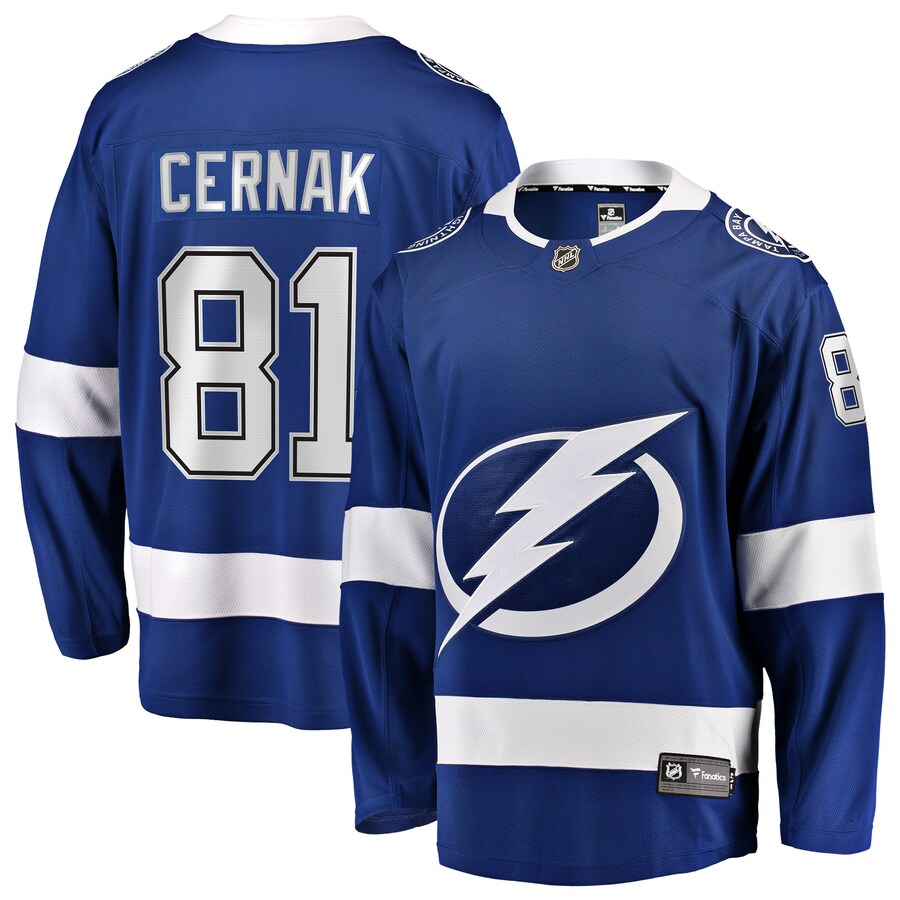 Men's Tampa Bay Lightning Erik Cernak Fanatics Branded Blue Home Breakaway Player Jersey - Puhuasuan