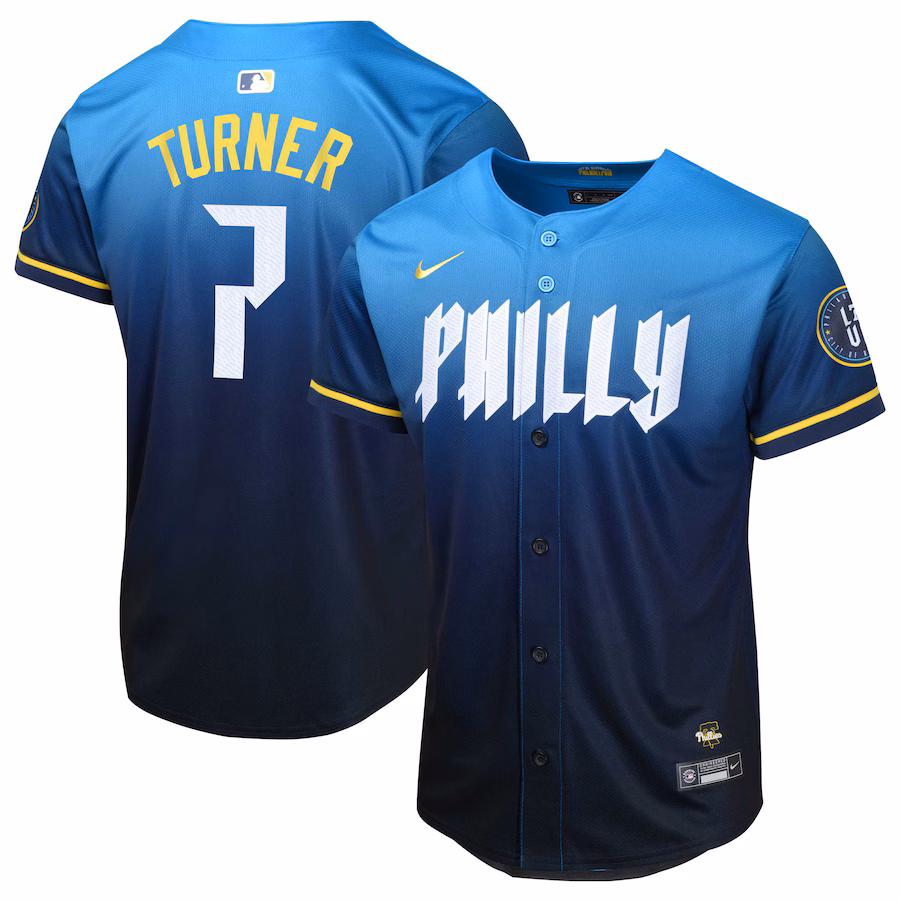 Youth Philadelphia Phillies Trea Turner Nike Blue 2024 City Connect Limited Player Jersey - Puhuasuan
