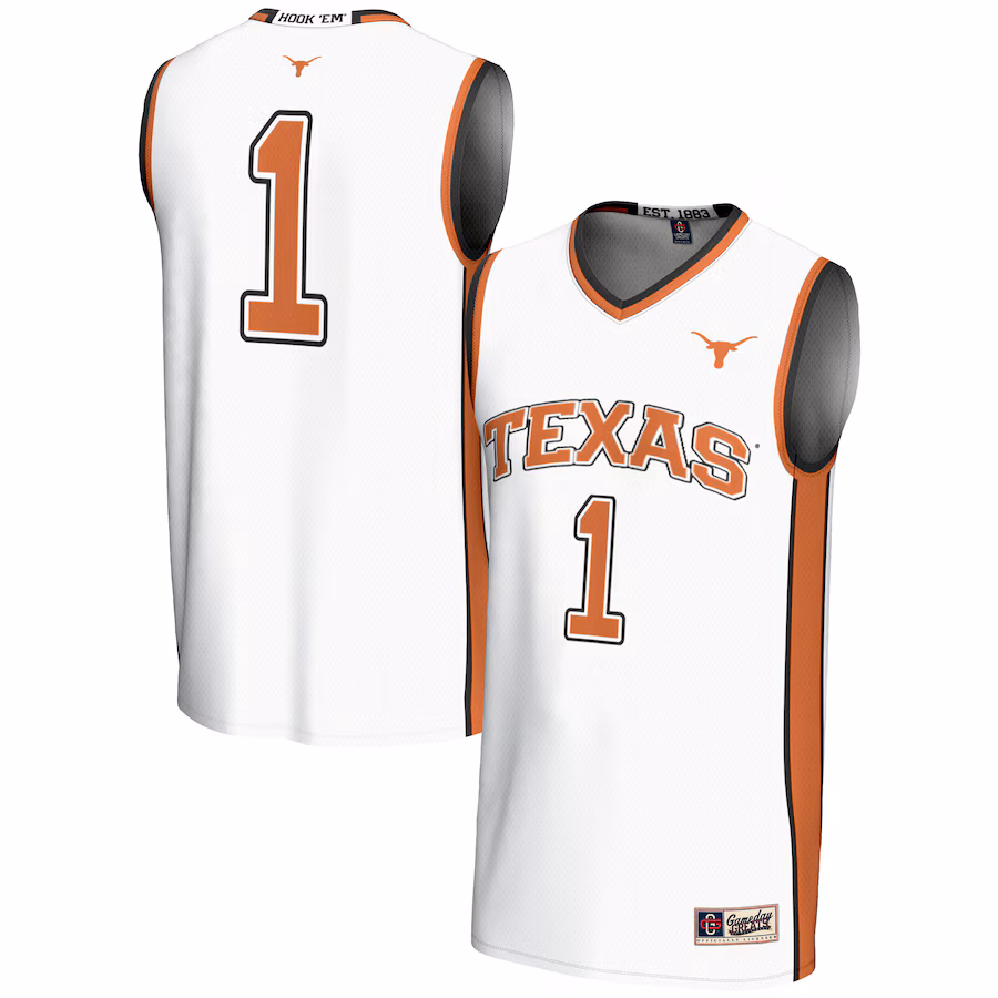 Youth GameDay Greats  White #1 Texas Longhorns Lightweight Replica Basketball Jersey - Puhuasuan