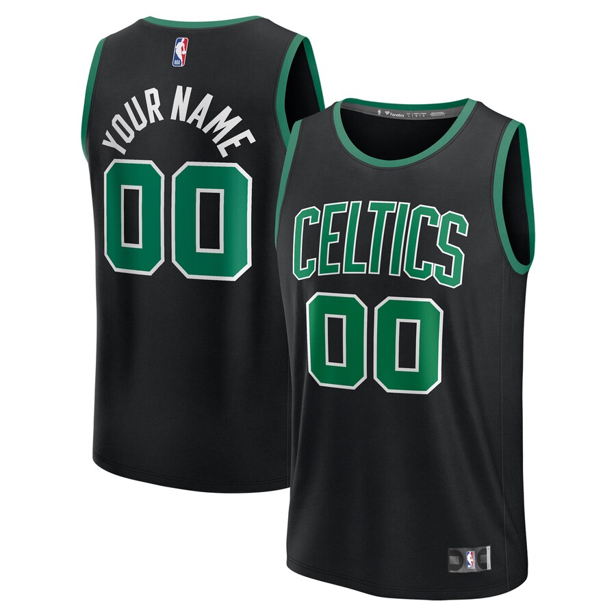 Men's Boston Celtics Fanatics Black Fast Break Custom Jersey - Statement Edition - Puhuasuan