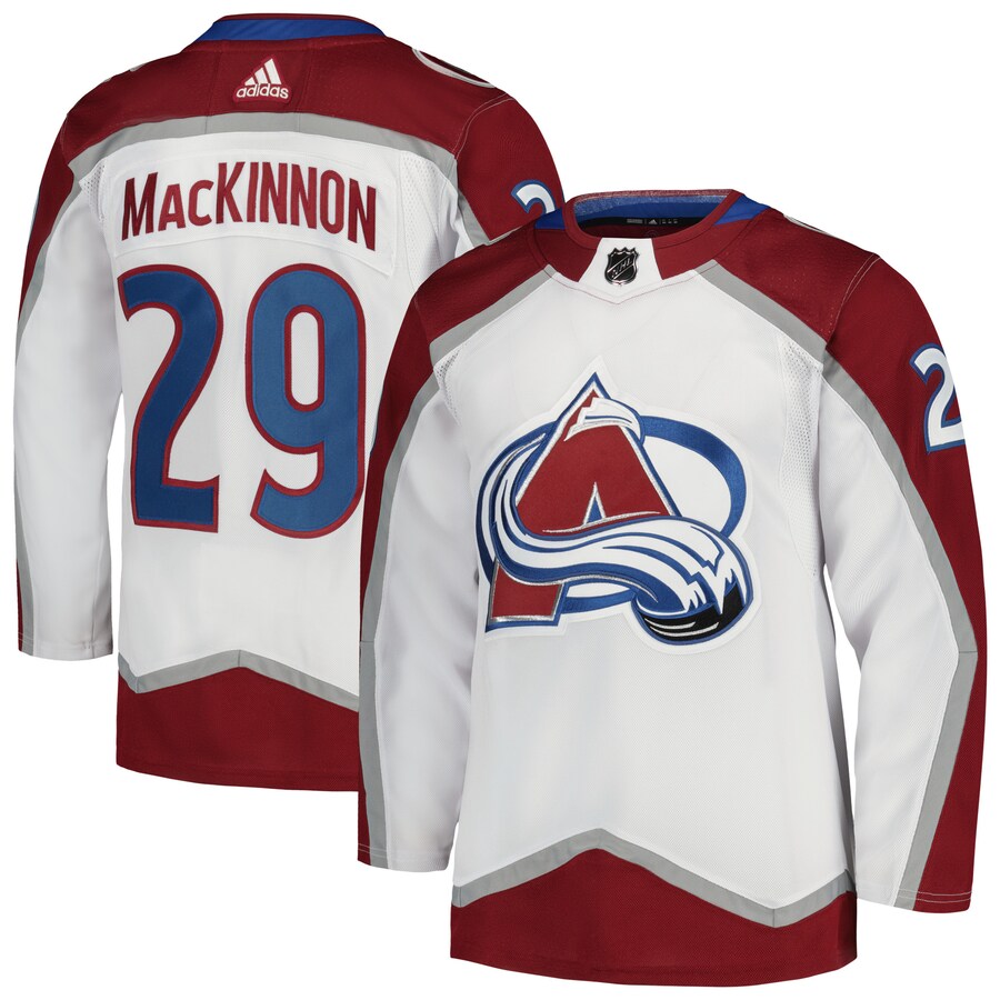 Men's Colorado Avalanche Nathan MacKinnon adidas White Away Primegreen Authentic Pro Player Jersey - Puhuasuan