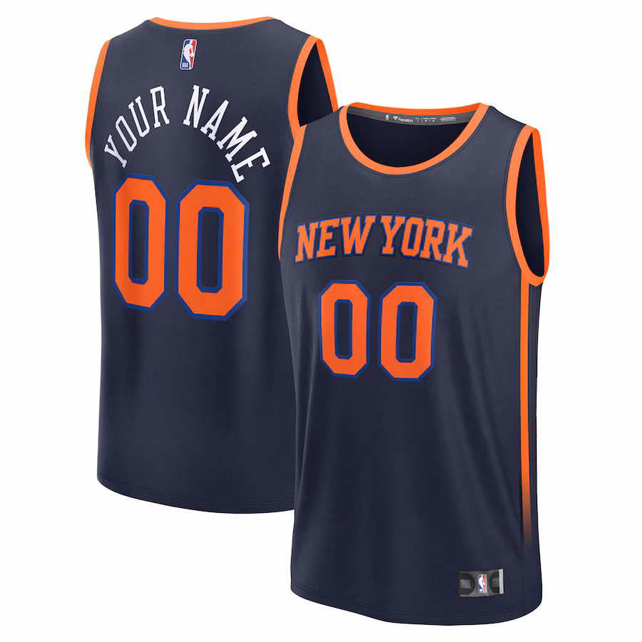 Youth New York Knicks Fanatics Navy Custom Fast Break Jersey - Statement Edition - Puhuasuan