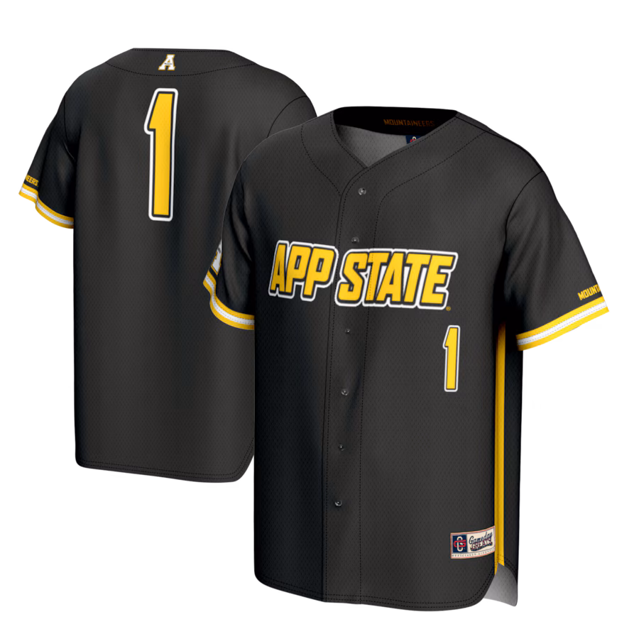 Youth GameDay Greats #1 Black Appalachian State Mountaineers Lightweight Baseball Fashion Jersey - Puhuasuan