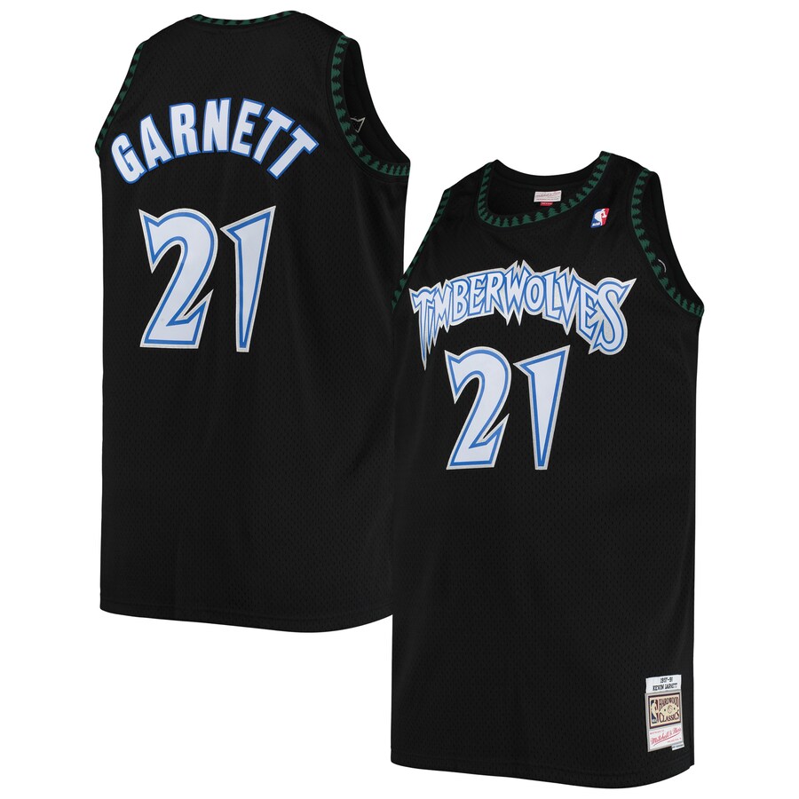 Men's Minnesota Timberwolves Kevin Garnett Mitchell & Ness Black 1997/98 Big & Tall Hardwood Classics Swingman Jersey - Puhuasuan