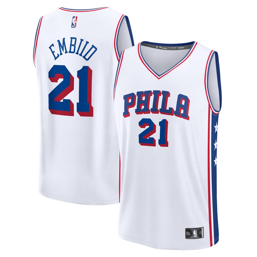 Men's Philadelphia 76ers Joel Embiid Fanatics White Fast Break Replica Jersey - Association Edition - Puhuasuan