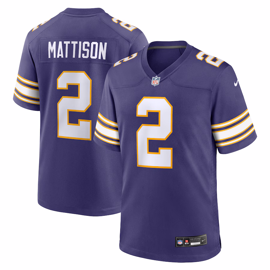 Men's Minnesota Vikings Alexander Mattison Nike Purple Classic Player Game Jersey - Puhuasuan