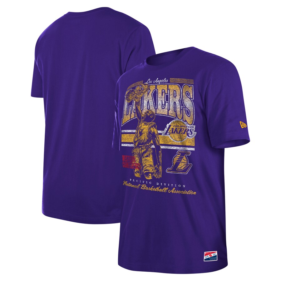 Men's Los Angeles Lakers New Era Purple Enzyme Wash Oversized T-Shirt - Puhuasuan