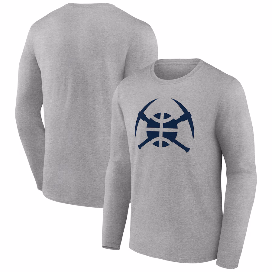 Men's Denver Nuggets Gray Alternate Logo Long Sleeve T-Shirt - Puhuasuan