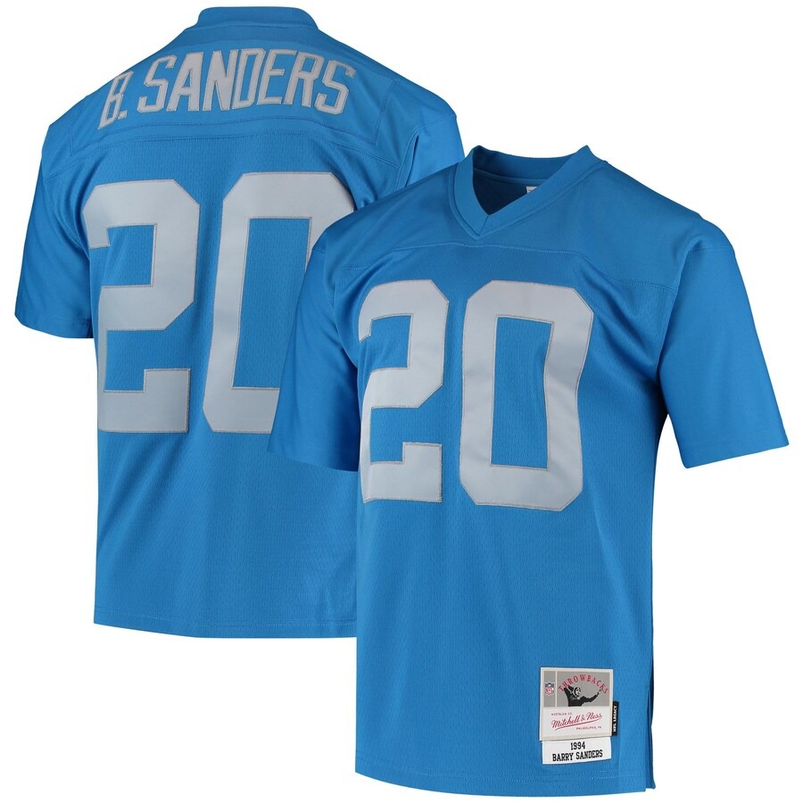 Men's Detroit Lions Barry Sanders Mitchell & Ness Blue Legacy Replica Jersey - Puhuasuan