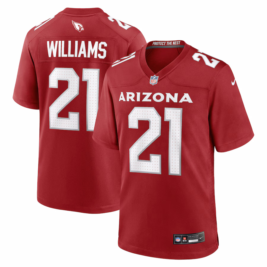 Men's Arizona Cardinals Garrett Williams Nike  Cardinal  Game Jersey - Puhuasuan