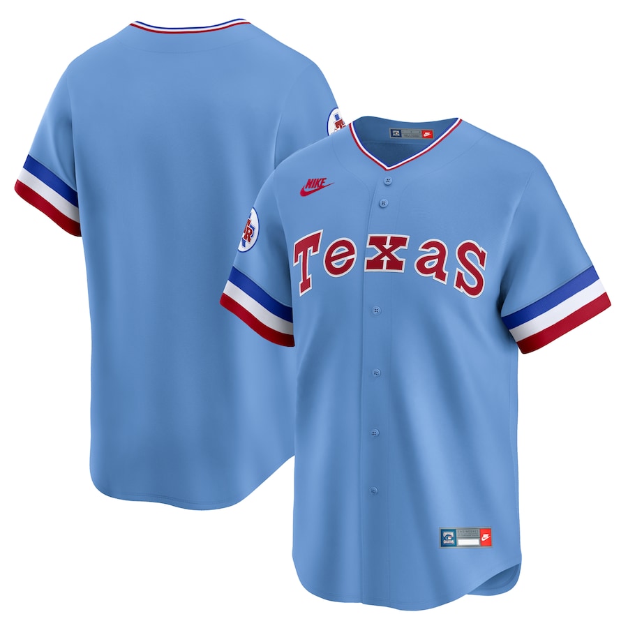 Men's Texas Rangers Nike Light Blue Cooperstown Collection Limited Jersey - Puhuasuan