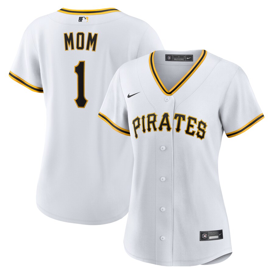 Women's Pittsburgh Pirates Nike White #1 Mom Home Replica Jersey - Puhuasuan