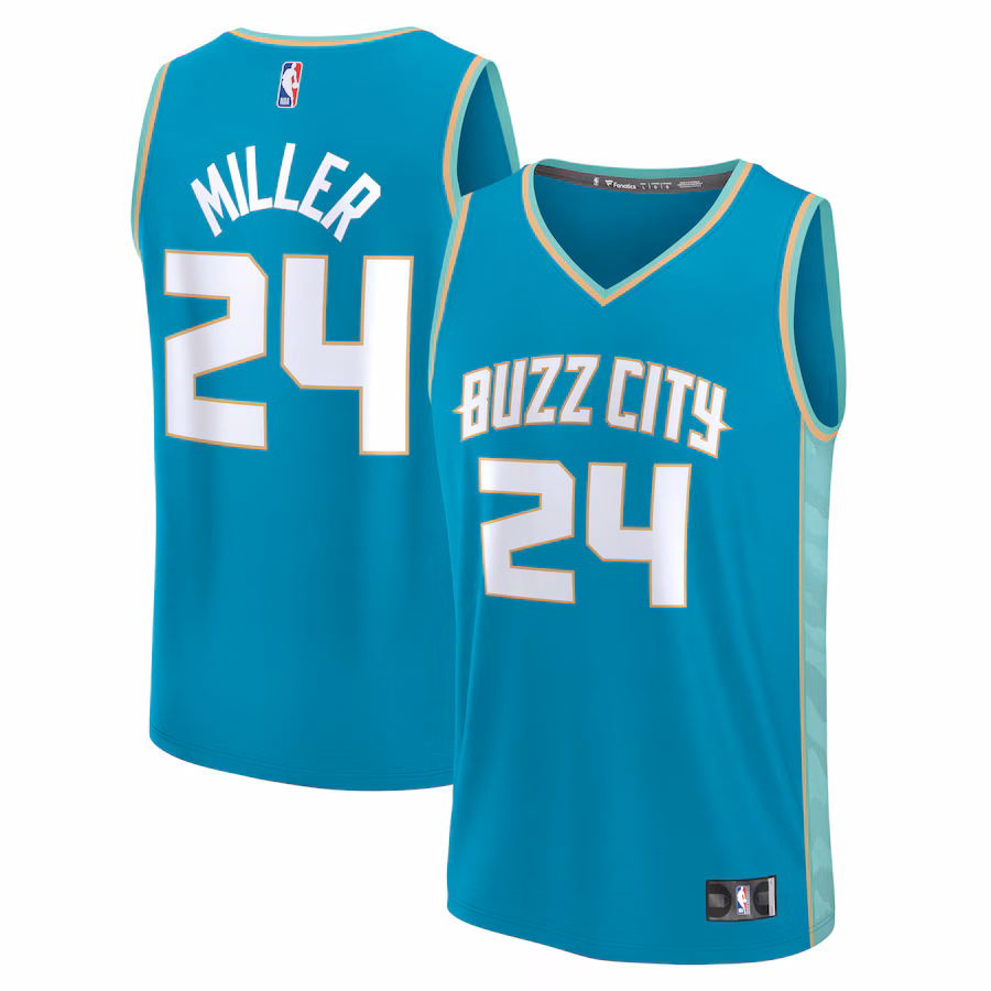 Men's Charlotte Hornets Brandon Miller Fanatics Teal Fast Break Jersey - City Edition - Puhuasuan