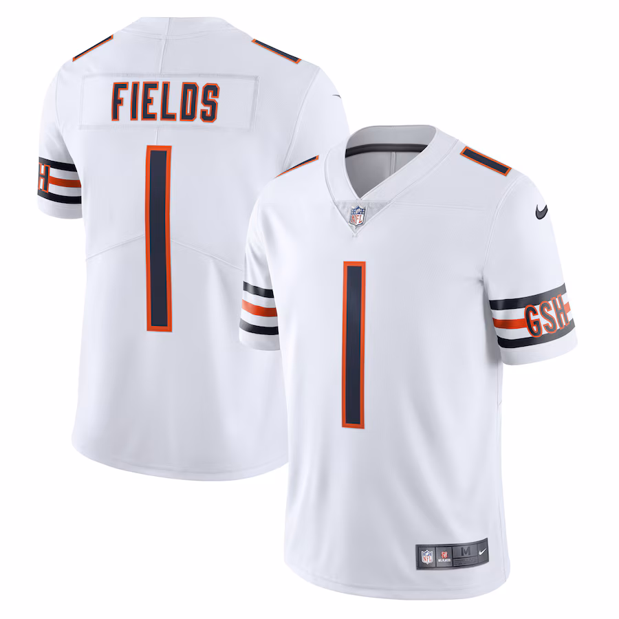 Men's Chicago Bears Justin Fields Nike White Vapor Limited Jersey - Puhuasuan
