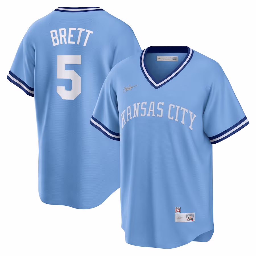 Men's Kansas City Royals George Brett Nike Light Blue Road Cooperstown Collection Player Jersey - Puhuasuan