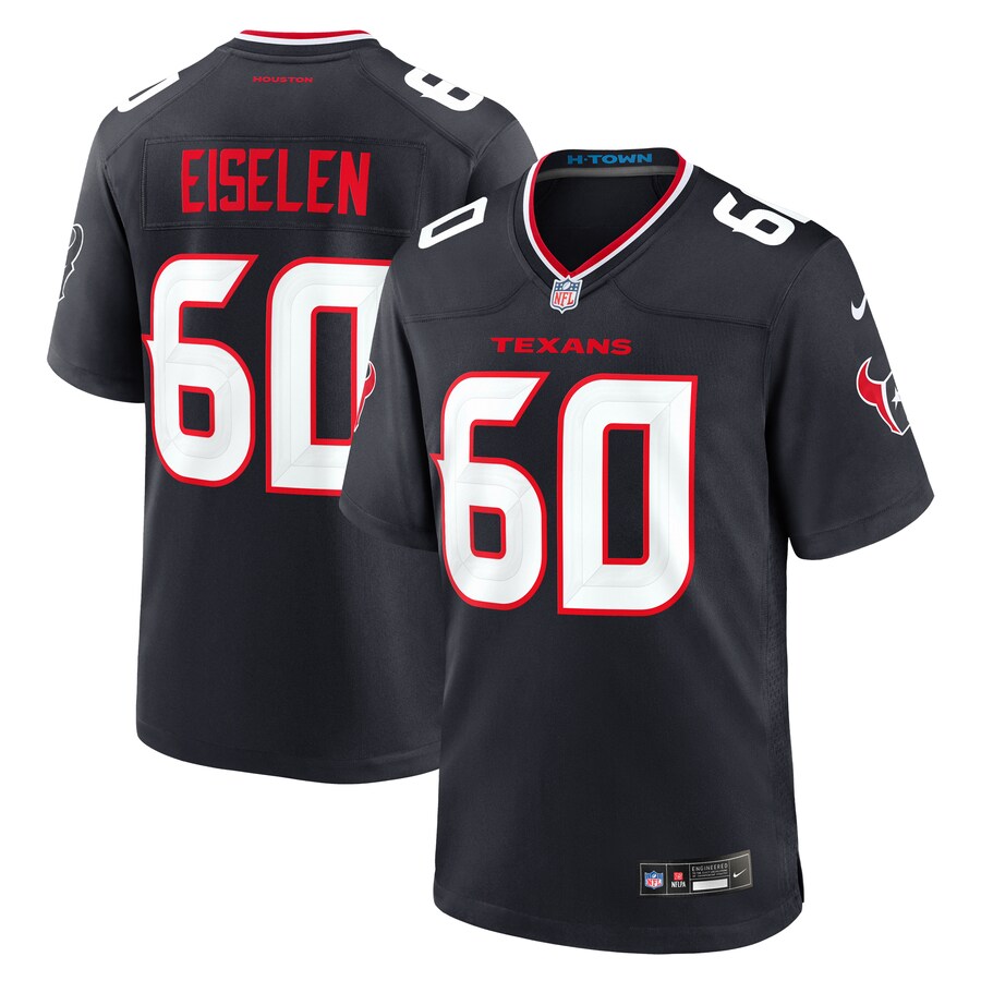 Men's Houston Texans Dieter Eiselen Nike Navy Team Game Jersey - Puhuasuan