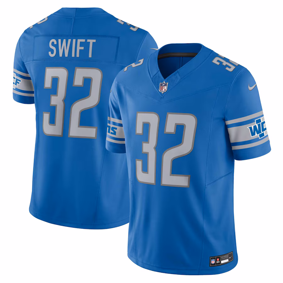 Men's Detroit Lions D'Andre Swift Nike Blue Vapor F.U.S.E. Limited Jersey - Puhuasuan