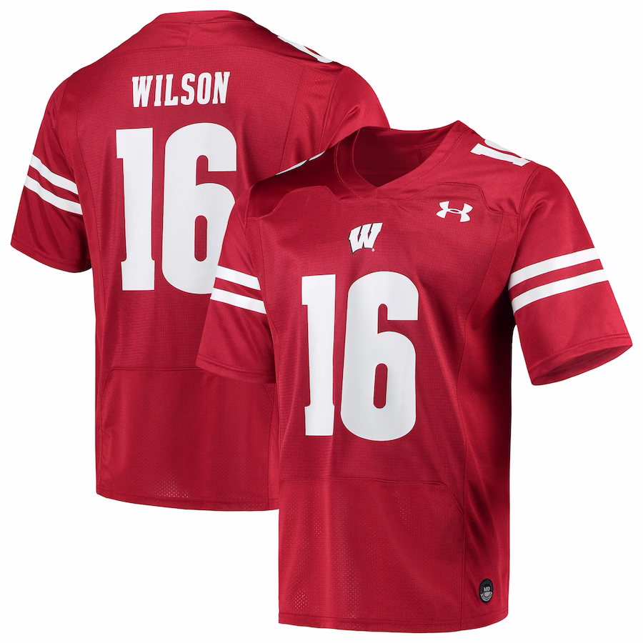 Russell Wilson Wisconsin Badgers Under Armour Replica Alumni Jersey - Red - Puhuasuan