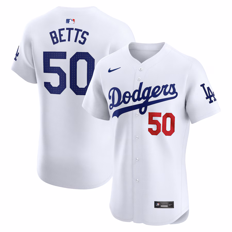 Men's Los Angeles Dodgers Mookie Betts Nike White Home Elite Player Jersey - Puhuasuan
