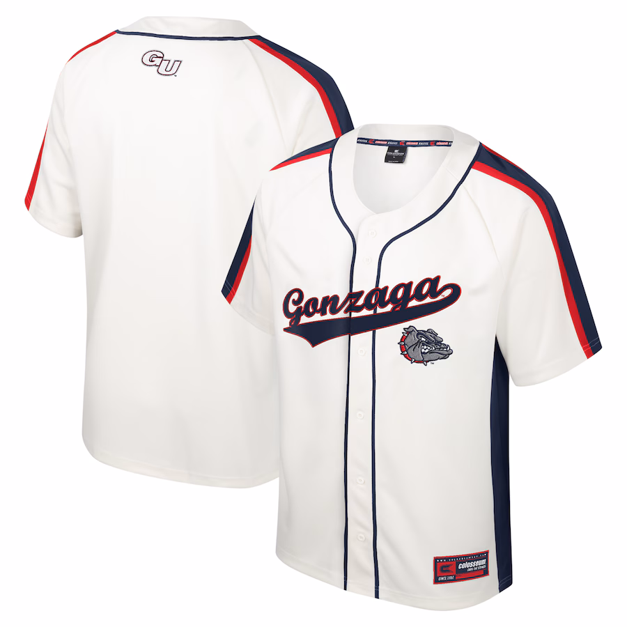 Men's Colosseum Cream Gonzaga Bulldogs Ruth Button-Up Baseball Jersey - Puhuasuan