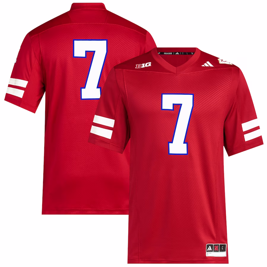 #7 Nebraska Huskers adidas Memorial Stadium 100th Anniversary Premier Football Jersey - Scarlet - Puhuasuan