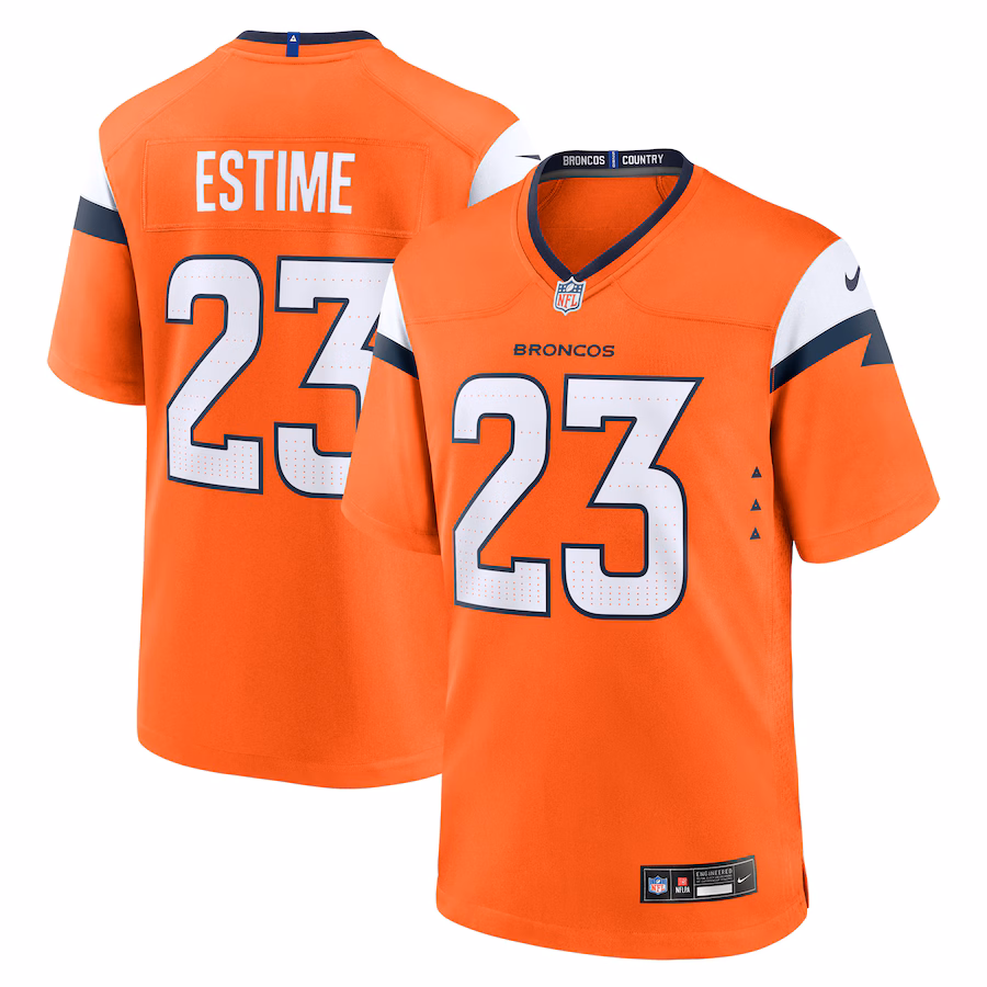 Men's Denver Broncos Audric Estime Nike Orange Team Game Jersey - Puhuasuan