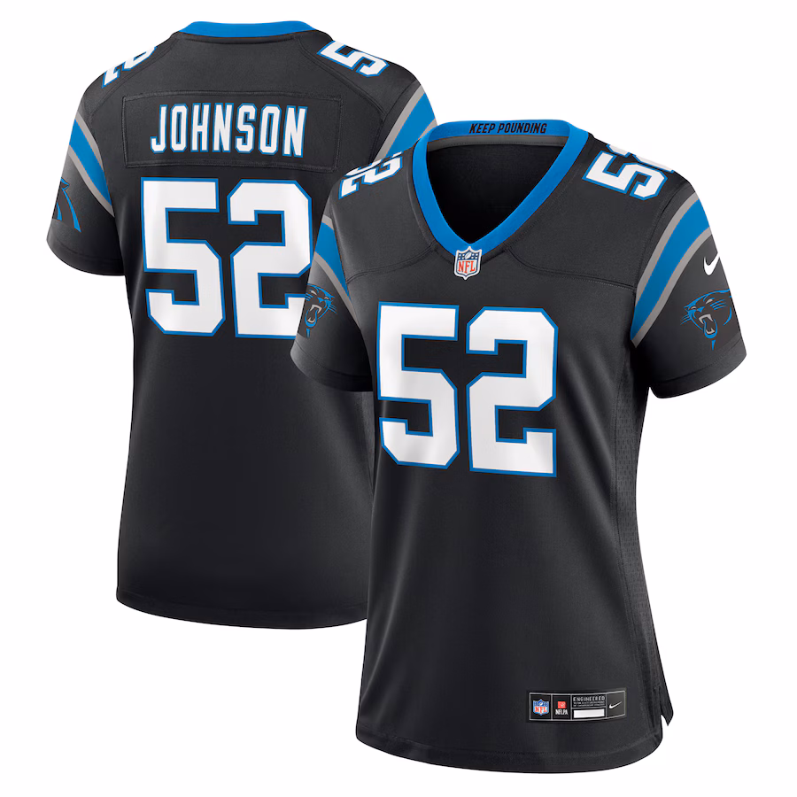 Women's Carolina Panthers DJ Johnson Nike Black Game Jersey - Puhuasuan