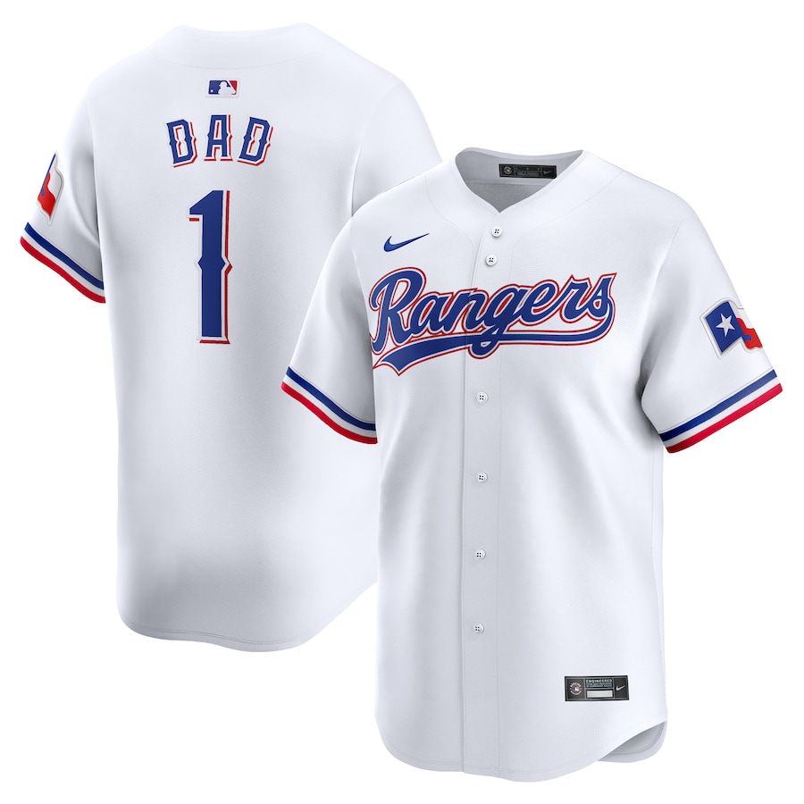 Men's Texas Rangers Nike White #1 Dad Home Limited Jersey - Puhuasuan