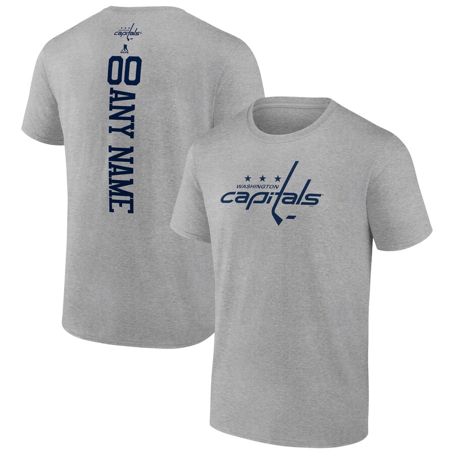 Men's Washington Capitals Heather Gray Personalized Name & Number T-Shirt - Puhuasuan