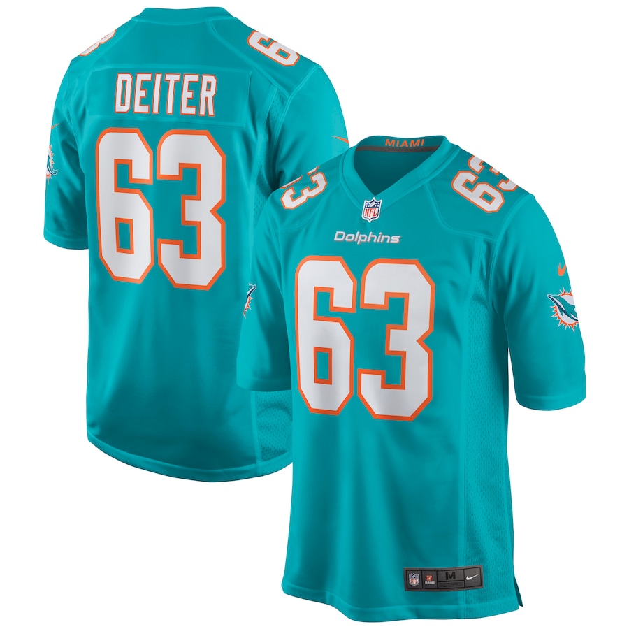 Men's Miami Dolphins Michael Deiter Nike Aqua Game Jersey - Puhuasuan
