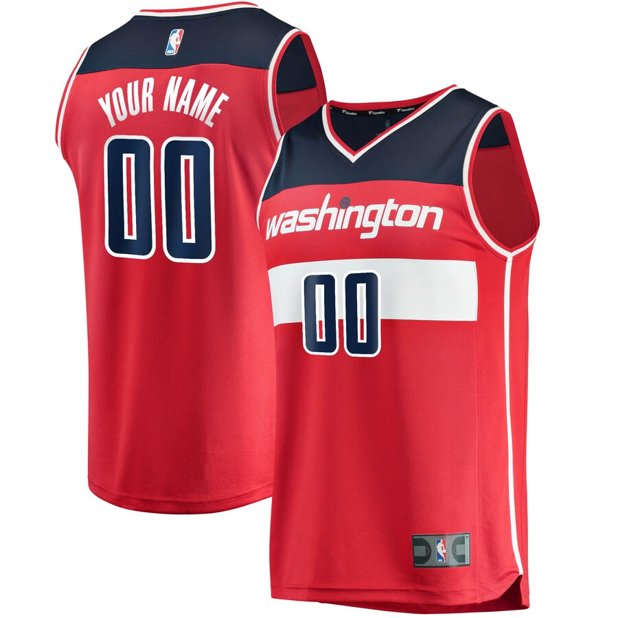 Men's Washington Wizards Fanatics Red Fast Break Custom Replica Jersey - Icon Edition - Puhuasuan