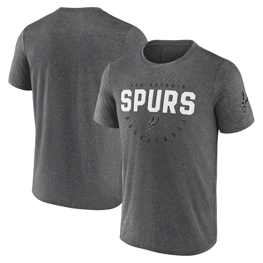 Men's San Antonio Spurs Heather Charcoal Block Practice Performance T-Shirt - Puhuasuan