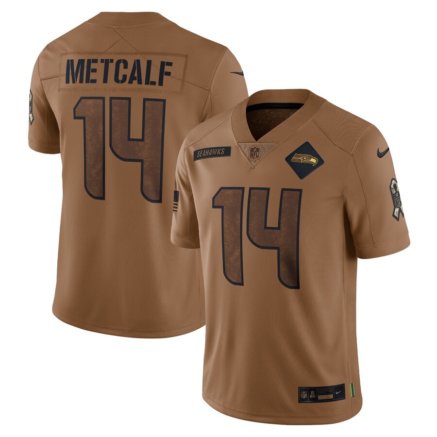 Men's Seattle Seahawks DK Metcalf Nike Brown Salute To Service Limited Jersey - Puhuasuan