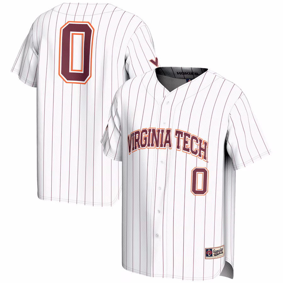 Men's GameDay Greats #0 White Virginia Tech Hokies Lightweight Baseball Fashion Jersey - Puhuasuan