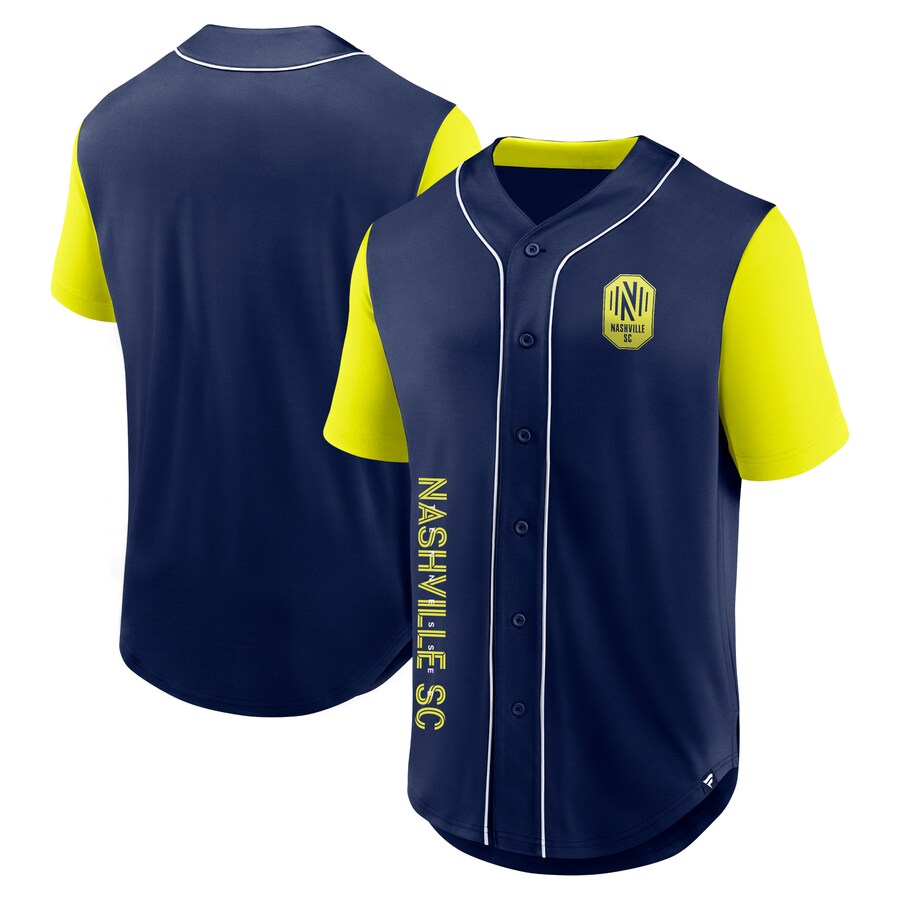 Men's Nashville SC Fanatics Navy Balance Fashion Baseball Jersey - Puhuasuan