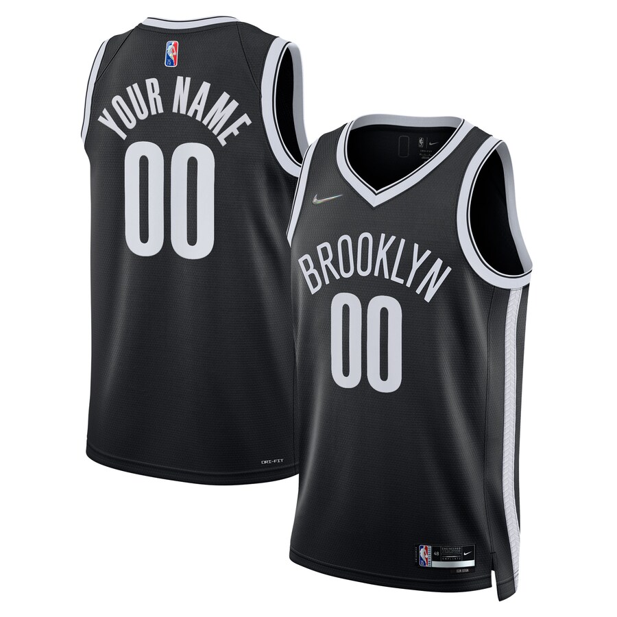 Men's Brooklyn Nets Nike Black 2021/22 Diamond Swingman Custom Jersey - Icon Edition - Puhuasuan