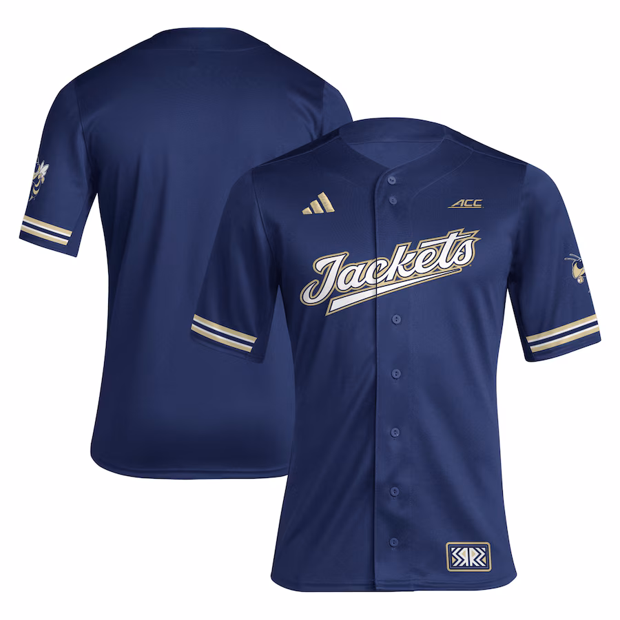 Men's adidas Navy Georgia Tech Yellow Jackets Reverse Retro Replica Baseball Jersey - Puhuasuan