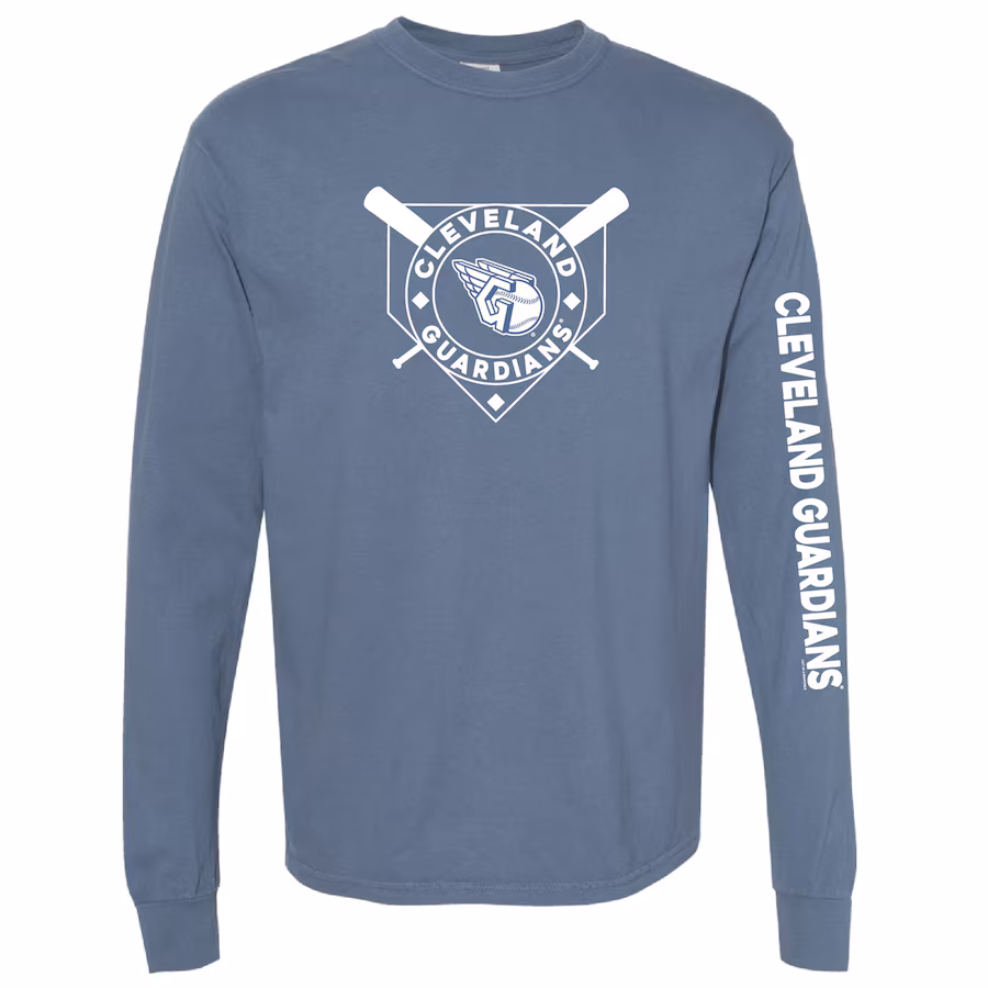 Women's Cleveland Guardians Soft as a Grape Navy Pigment Dye Long Sleeve T-Shirt - Puhuasuan
