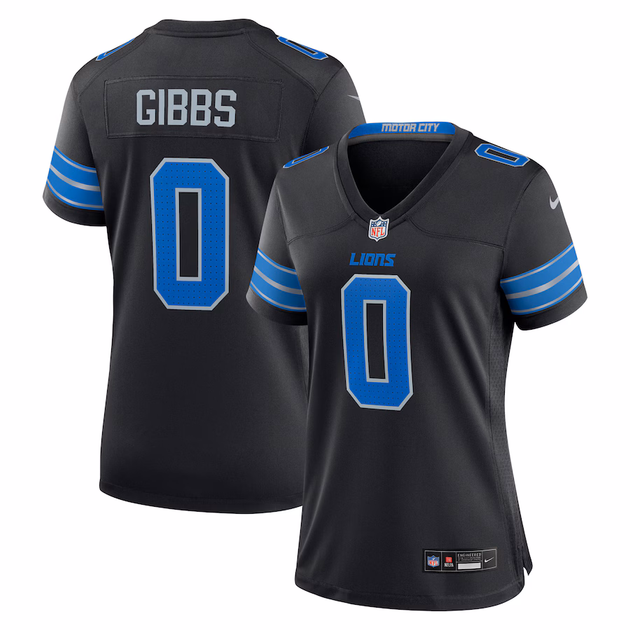 Women's Detroit Lions Jahmyr Gibbs Nike Black 2nd Alternate Game Player Jersey - Puhuasuan