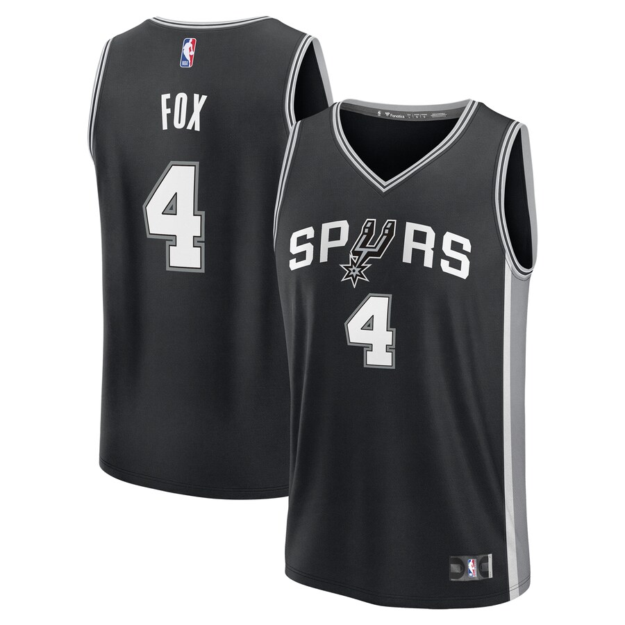 Youth San Antonio Spurs De'Aaron Fox Fanatics Black Fast Break Replica Player Jersey - Icon Edition - Puhuasuan