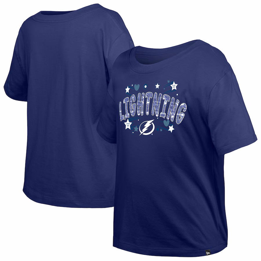 Girl's Youth Tampa Bay Lightning New Era Blue Flip Sequin T-Shirt - Puhuasuan